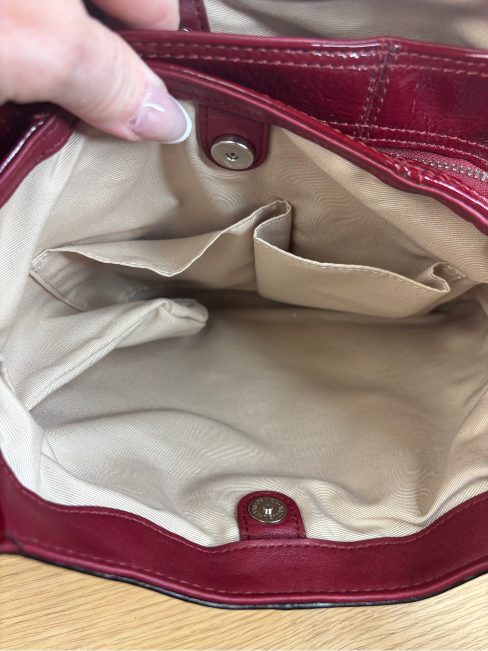 Vintage Coach Soho Deep Red Patent Leather Hobo Shoulder Bag w/Scarf 19703 - Picture 9 of 16